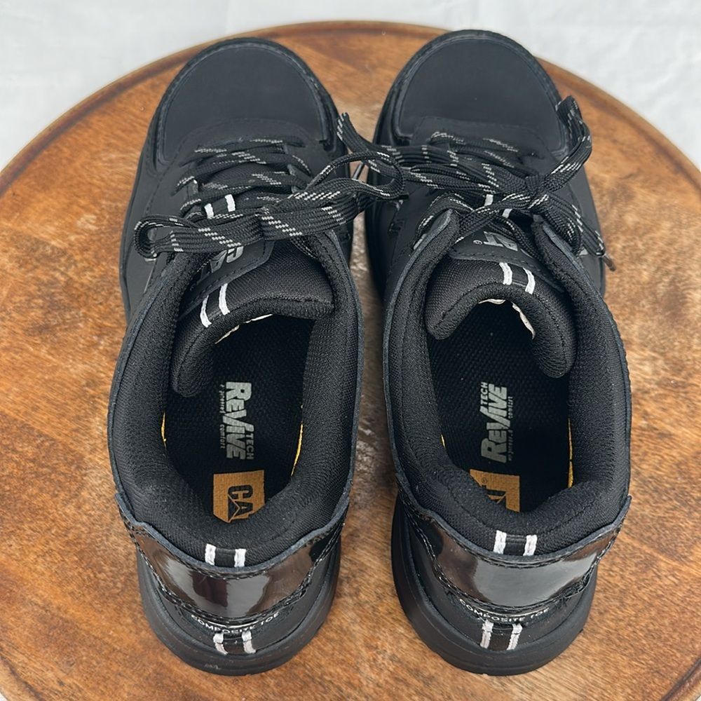 CAT Shoes Wm 9.5 Black Lace up Safety Comp Toe Sneakers Slip Oil Resistant - Picture 6 of 14